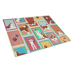 MLM1160LCB 15 x 12 in. Unisex Lots of Red Siberian Husky Glass Cutting Board - Large