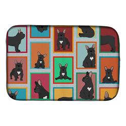 Picture of Carolines Treasures MLM1088DDM 21 x 14 in. Unisex Lots of Black French Bulldog Dish Drying Mat