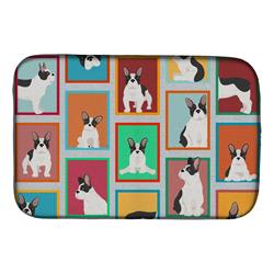 Picture of Carolines Treasures MLM1089DDM 21 x 14 in. Unisex Lots of Black & White French Bulldog Dish Drying Mat