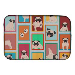 Picture of Carolines Treasures MLM1090DDM 21 x 14 in. Lots of Fawn Pug Dish Drying Mat