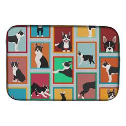 Picture of Carolines Treasures MLM1092DDM 21 x 14 in. Lots of Boston Terrier Dish Drying Mat