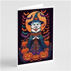 5 x 7 in. Unisex American Eskimo Witchy Halloween Greeting Cards & Envelopes - Pack of 8