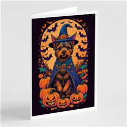 5 x 7 in. Unisex Australian Terrier Witchy Halloween Greeting Cards & Envelopes - Pack of 8