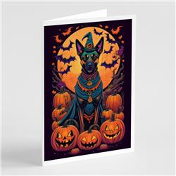 DAC1477GCA7P 5 x 7 in. Belgian Malinois Witchy Halloween Greeting Cards & Envelopes - Pack of 8
