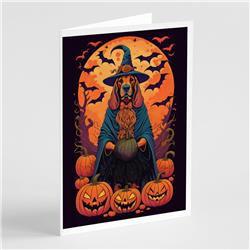 DAC1482GCA7P 5 x 7 in. Bloodhound Witchy Halloween Greeting Cards & Envelopes - Pack of 8