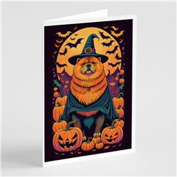 DAC1497GCA7P 5 x 7 in. Chow Chow Witchy Halloween Greeting Cards & Envelopes - Pack of 8