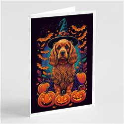 DAC1498GCA7P 5 x 7 in. Cocker Spaniel Witchy Halloween Greeting Cards & Envelopes - Pack of 8