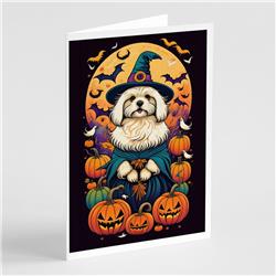 5 x 7 in. Unisex Coton De Tulear Witchy Halloween Greeting Cards & Envelopes - Pack of 8
