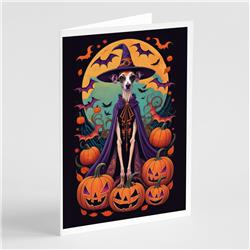 DAC1512GCA7P 5 x 7 in. Italian Greyhound Witchy Halloween Greeting Cards & Envelopes - Pack of 8