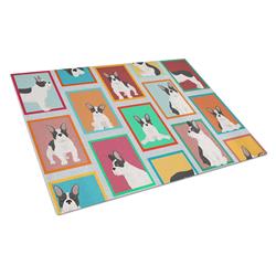 MLM1089LCB 15 x 12 in. Unisex Lots of Black & White French Bulldog Glass Cutting Board - Large