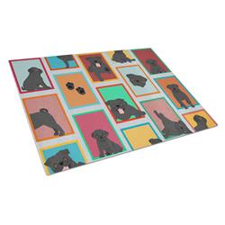 MLM1091LCB 15 x 12 in. Unisex Lots of Black Pug Glass Cutting Board - Large