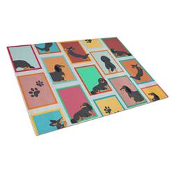 MLM1097LCB 15 x 12 in. Unisex Lots of Longhaired Black & Tan Dachshund Glass Cutting Board - Large