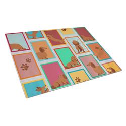 MLM1098LCB 15 x 12 in. Unisex Lots of Longhaired Red Dachshund Glass Cutting Board - Large