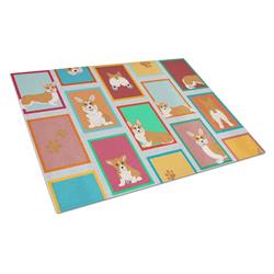 MLM1101LCB 15 x 12 in. Unisex Lots of Red & White Pembroke Corgi Glass Cutting Board - Large