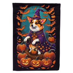 DAC1499CHF 40 x 28 in. Corgi Witchy Halloween House Flag