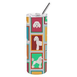 Picture of Carolines Treasures MLM1146TBL20 20 oz  Lots of White Standard Poodle Stainless Steel Skinny Tumbler