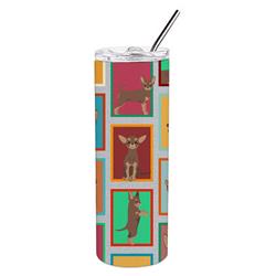 Picture of Carolines Treasures MLM1154TBL20 20 oz  Lots of Chocolate Chihuahua Stainless Steel Skinny Tumbler