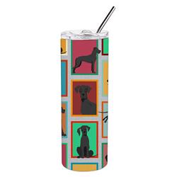 Picture of Carolines Treasures MLM1156TBL20 20 oz  Lots of Black Great Dane Stainless Steel Skinny Tumbler