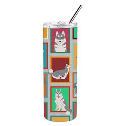 Picture of Carolines Treasures MLM1159TBL20 20 oz  Lots of Grey Siberian Husky Stainless Steel Skinny Tumbler