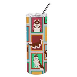 Picture of Carolines Treasures MLM1160TBL20 20 oz  Lots of Red Siberian Husky Stainless Steel Skinny Tumbler