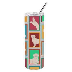 Picture of Carolines Treasures MLM1164TBL20 20 oz  Lots of Cream Golden Retriever Stainless Steel Skinny Tumbler