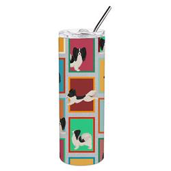 Picture of Carolines Treasures MLM1167TBL20 20 oz  Lots of Black &amp; Whtie Papillon Stainless Steel Skinny Tumbler