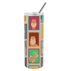 Picture of Carolines Treasures MLM1169TBL20 20 oz  Lots of Orange Pomeranian Stainless Steel Skinny Tumbler