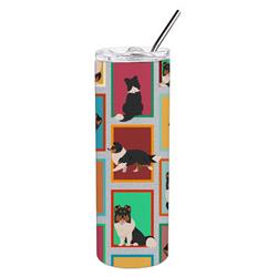 Picture of Carolines Treasures MLM1172TBL20 20 oz  Lots of Tricolor Sheltie Stainless Steel Skinny Tumbler