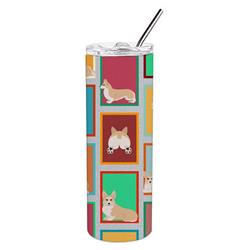 Picture of Carolines Treasures MLM1173TBL20 20 oz  Lots of Fawn Pembroke Corgi Stainless Steel Skinny Tumbler
