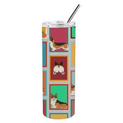 Picture of Carolines Treasures MLM1174TBL20 20 oz  Lots of Sable Pembroke Corgi Stainless Steel Skinny Tumbler