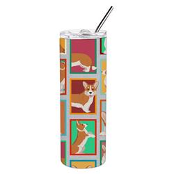 Picture of Carolines Treasures MLM1175TBL20 20 oz  Lots of Red Cardigan Corgi Stainless Steel Skinny Tumbler