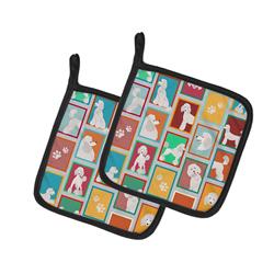 MLM1146PTHD 7.5 x 7.5 in. Unisex Lots of White Standard Poodle Pair of Pot Holders
