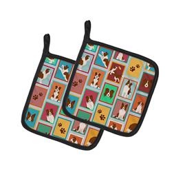 MLM1149PTHD 7.5 x 7.5 in. Unisex Lots of Red Border Collie Pair of Pot Holders