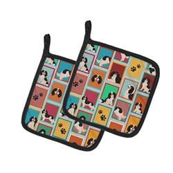 MLM1152PTHD 7.5 x 7.5 in. Unisex Lots of Tricolor Cavalier Spaniel Pair of Pot Holders