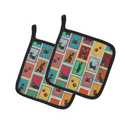 MLM1153PTHD 7.5 x 7.5 in. Unisex Lots of Black & Tan Chihuahua Pair of Pot Holders