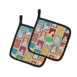 MLM1158PTHD 7.5 x 7.5 in. Unisex Lots of Wheaten Scottish Terrier Pair of Pot Holders