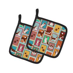 MLM1160PTHD 7.5 x 7.5 in. Unisex Lots of Red Siberian Husky Pair of Pot Holders