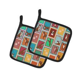 MLM1177PTHD 7.5 x 7.5 in. Unisex Lots of Flashy Fawn Boxer Pair of Pot Holders