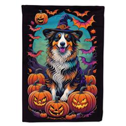 DAC1471CHF 40 x 28 in. Australian Shepherd Witchy Halloween House Flag