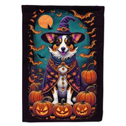 DAC1494CHF 40 x 28 in. Corgi Witchy Halloween House Flag