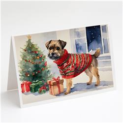 DAC1274GCA7P 5 x 7 in. Border Terrier Christmas Greeting Cards & Envelopes - Pack of 8