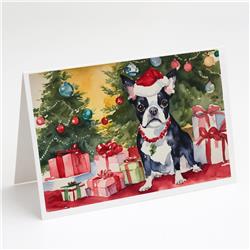 DAC1275GCA7P 5 x 7 in. Boston Terrier Christmas Greeting Cards & Envelopes - Pack of 8
