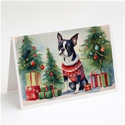 DAC1276GCA7P 5 x 7 in. Boston Terrier Christmas Greeting Cards & Envelopes - Pack of 8