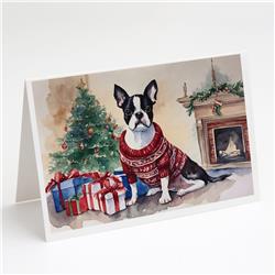 DAC1277GCA7P 5 x 7 in. Boston Terrier Christmas Greeting Cards & Envelopes - Pack of 8