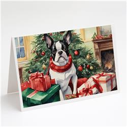 DAC1280GCA7P 5 x 7 in. Boston Terrier Christmas Greeting Cards & Envelopes - Pack of 8