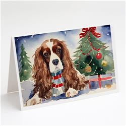 DAC1317GCA7P 5 x 7 in. Cavalier Spaniel Christmas Greeting Cards & Envelopes - Pack of 8