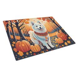 15 x 12 in. Unisex American Eskimo Fall Glass Cutting Board - Large