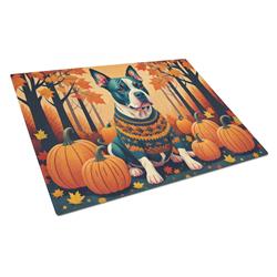 15 x 12 in. Unisex Pit Bull Terrier Fall Glass Cutting Board - Large