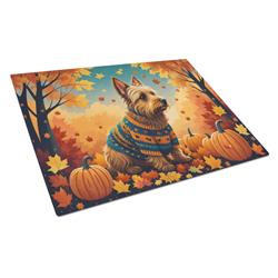 15 x 12 in. Unisex Australian Terrier Terrier Fall Glass Cutting Board - Large