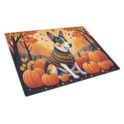 15 x 12 in. Unisex Basenji Fall Glass Cutting Board - Large